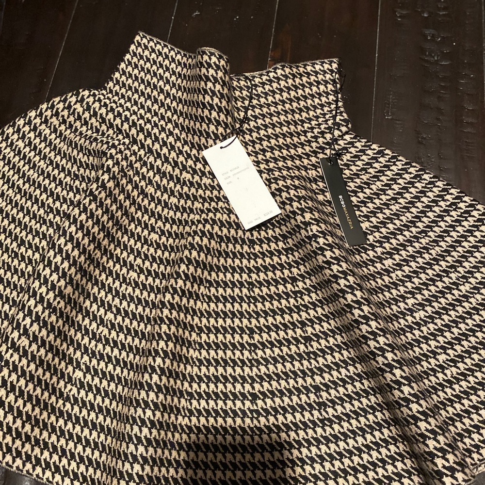 Bcbg brand new sweater houndstooth flare skirt